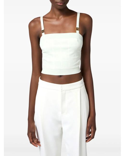 Elisabetta Franchi ロゴ ジャカード トップ White