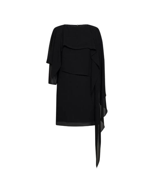 MM6 by Maison Margiela Black Layered Cape-Style Mini Dress