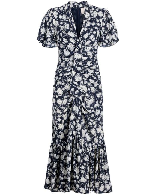 Cinq À Sept Blue Peeta Floral-print Midi Dress