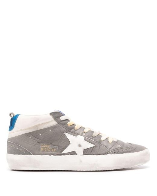 Golden Goose Deluxe Brand White Mid Star Distressed-effect Suede Sneakers for men