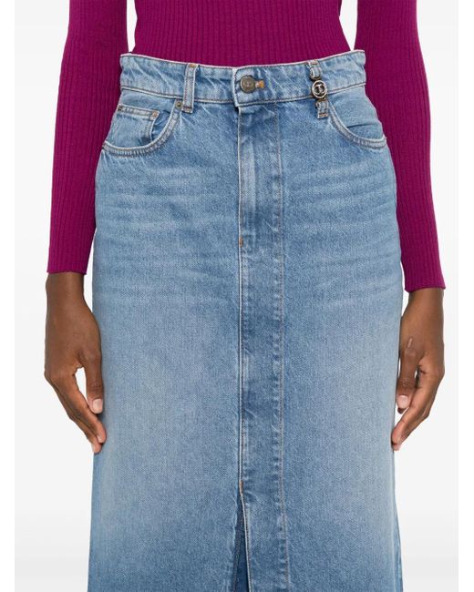 Twinset Blue Denim Midi Skirt