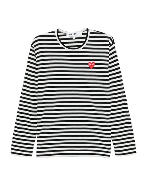 COMME DES GARÇONS PLAY Black T-Shirt Mit Herzstickerei
