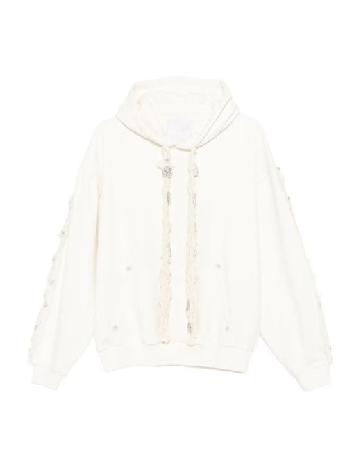Loulou White Front Pouch Pocket Hoodie