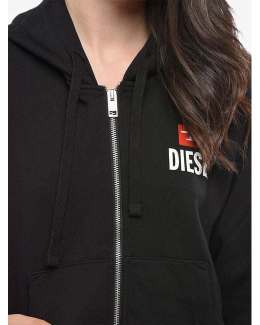 DIESEL Black Logo-Print Full-Zip Hoodie