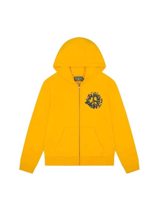 DENIM TEARS Yellow Graphic-Print Zip-Up Hoodie for men