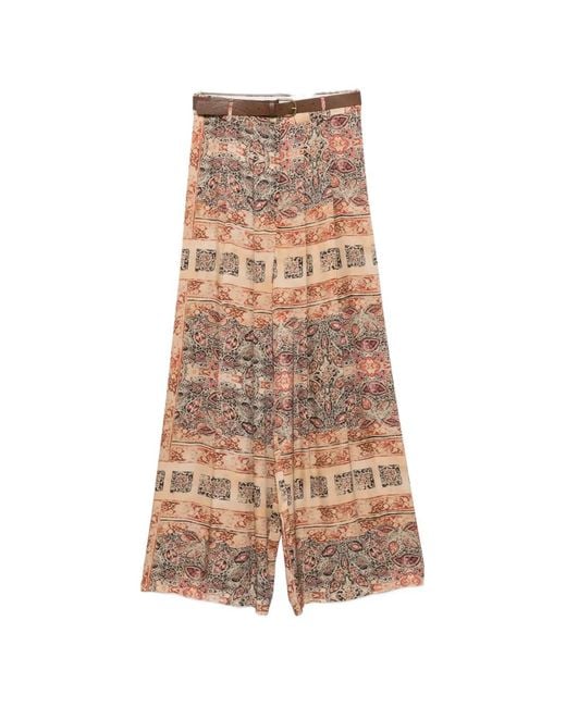 ViCOLO Natural Paisley-Pattern Palazzo Pants