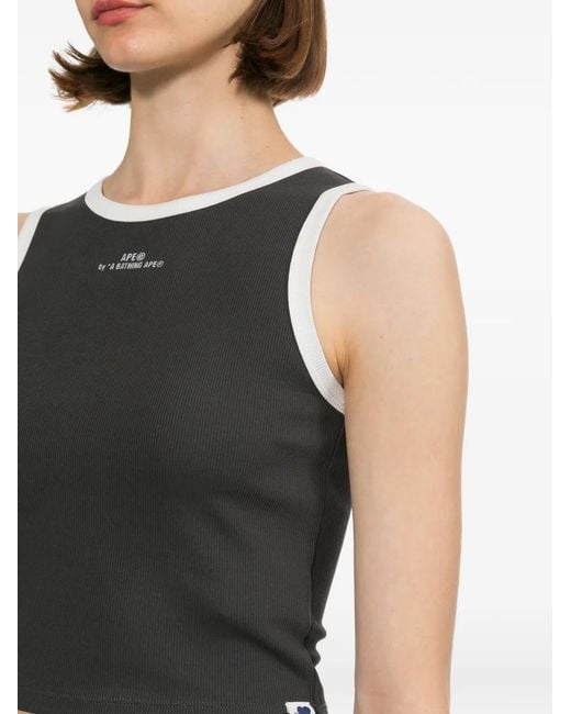 AAPE BY A BATHING AP Black Logo Printed Top