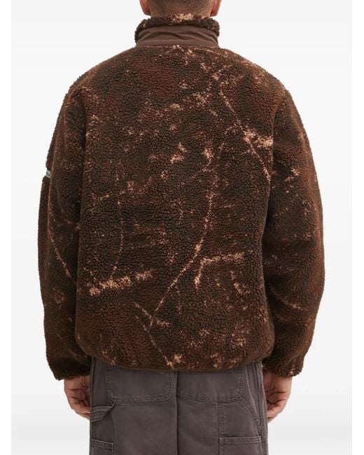 No Problemo Brown Zip-Up Fleece Jacket for men