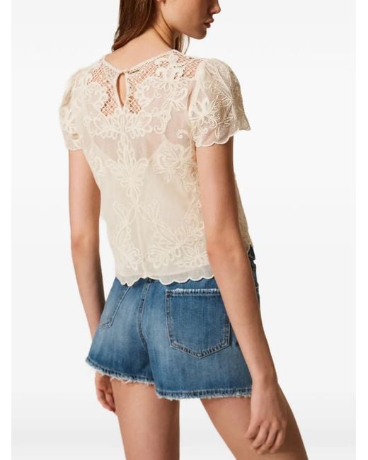 Twinset Natural Embroidered Blouse