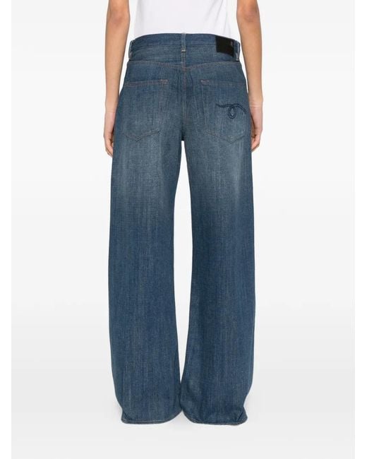 R13 Blue Wide Jeans