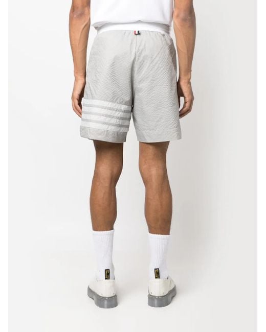 Thom Browne White 4-Bar Stripe Track Shorts for men