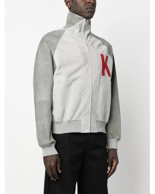 KENZO Gray Colour-Block Logo-Print Bomber Jacket for men