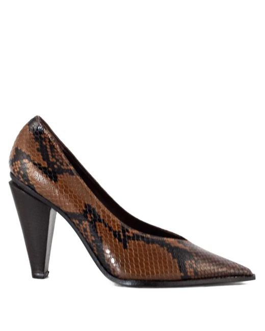 Roberto Festa Brown 100Mm Snakeskin Pointed-Toe Pumps