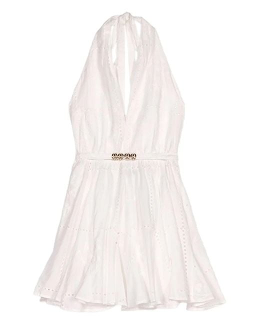 Maje White Mini Embroidered Backless Dress