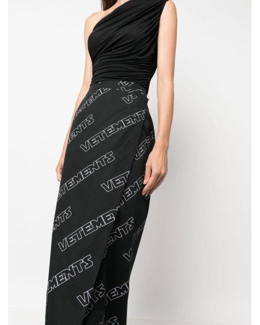 Falda larga con logo estampado Vetements de color Black