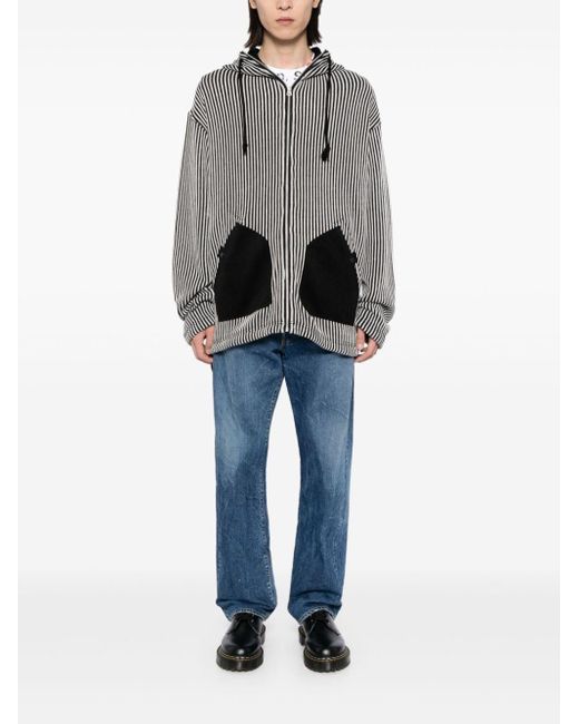 Junya Watanabe Striped Knitted Hoodie in Black for Men | Lyst
