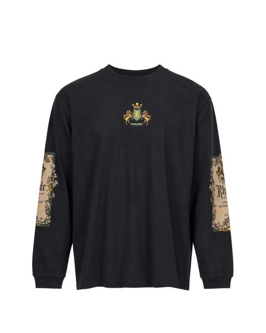 Rhude Blue Crest-Print Long-Sleeve T-Shirt for men