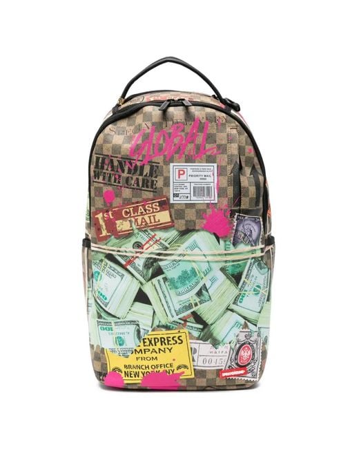 Sprayground Gray Sac À Dos À Imprimé Graphique À Carreaux for men