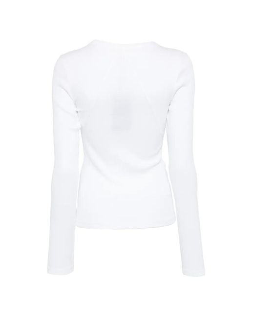 Rag & Bone White The Essential Rib Crew Ls