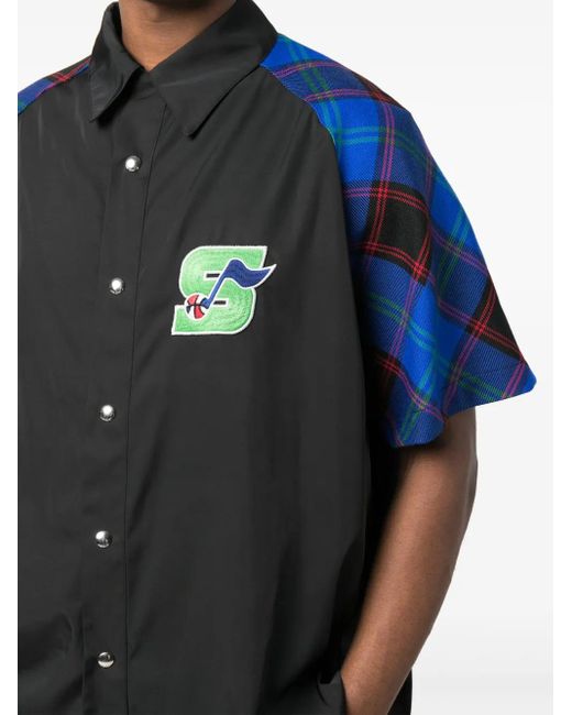 Just Don Black Color Block Shirt for men