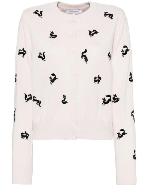 Maison Kitsuné Natural Fox Embroidered Cardigan
