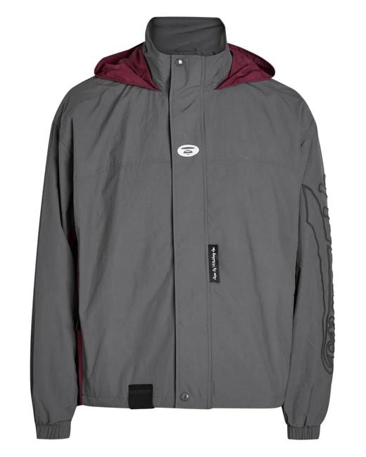 Aape By A Bathing Ape Gray Logo-Patch Hooded Jacket for men