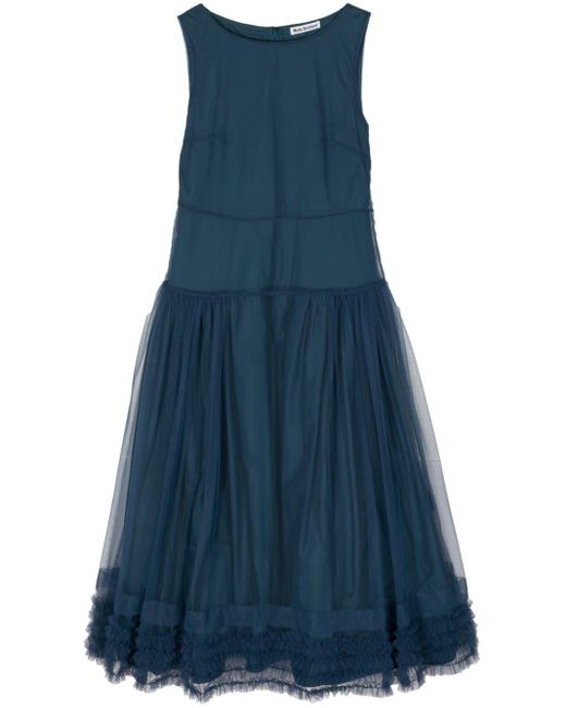 Molly Goddard Blue Tiered Tulle Midi Dress