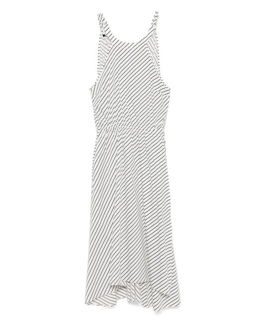 Liu Jo White Striped Poplin Midi Dress