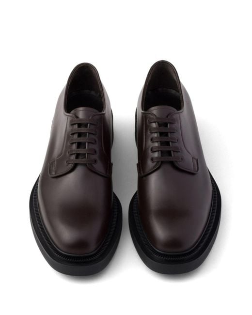 Prada Black Brushed Leather Shoes for men