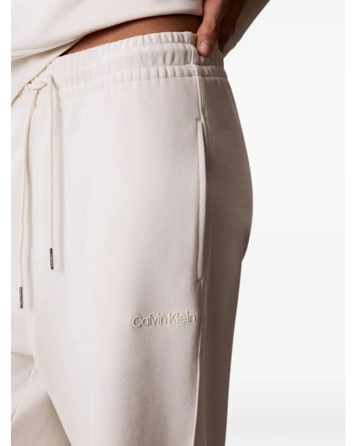 Calvin Klein White Drawstring-Waist Logo-Embroidered Track Pants