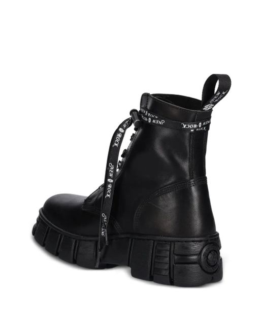 New Rock Black M-Wall083Cct Lace-Up Chunky Sole Boots