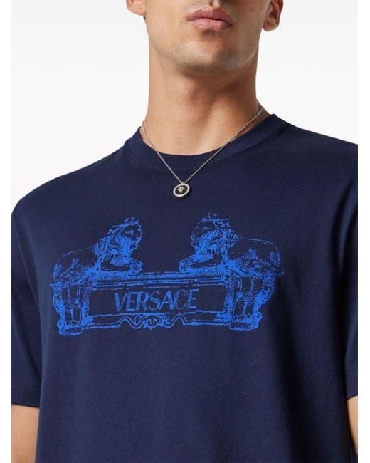 Versace Cartouche T-Shirt in Blue für Herren