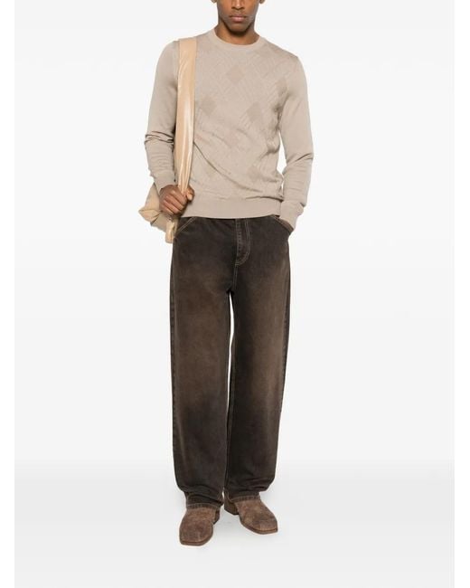 Diktat Natural Argyle-Pattern Sweater for men