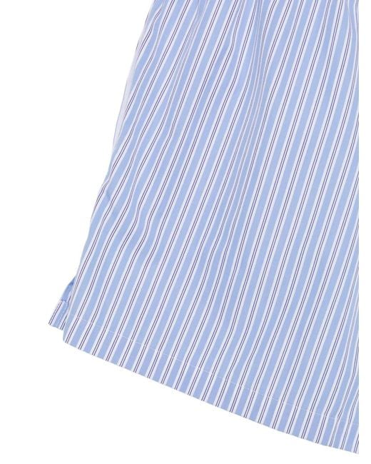 Plan C Blue Striped Drawstring Shorts