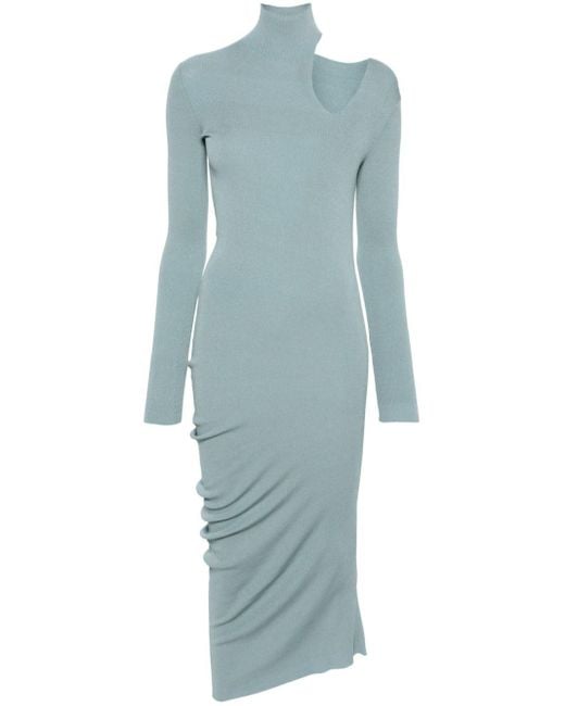 Fendi Blue Asymmetric Cut-out Midi Dress