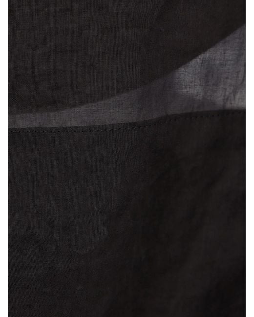 Yohji Yamamoto Black Asymmetric-Hem Sheer Organza Top