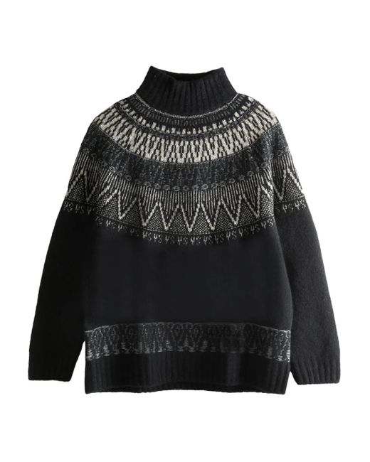 Y's Yohji Yamamoto Fairisle High-neck Sweater Black