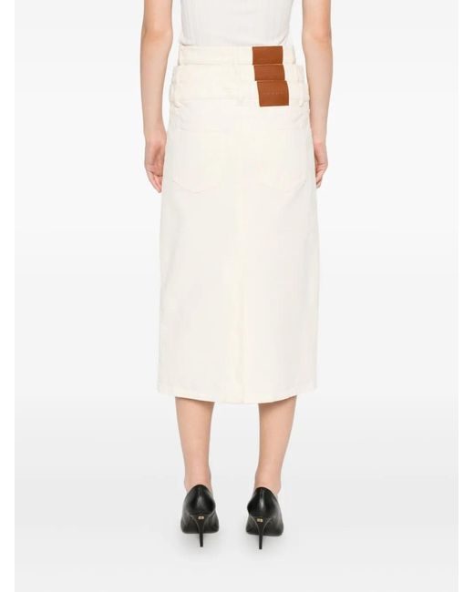 Viktor & Rolf White Triple Layer Denim Midi Skirt