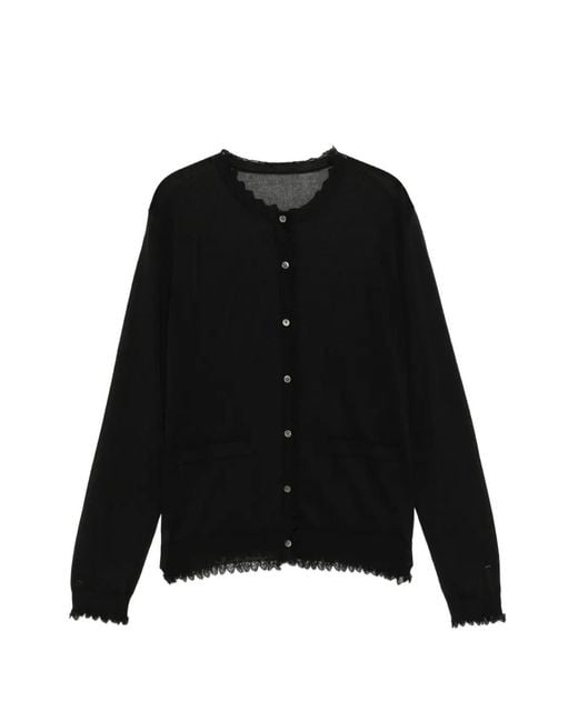 JNBY Black Scalloped-Hem Cardigan