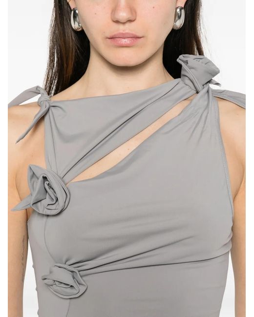 Coperni Gray Bow Detail Cutout Asymmetric Dress