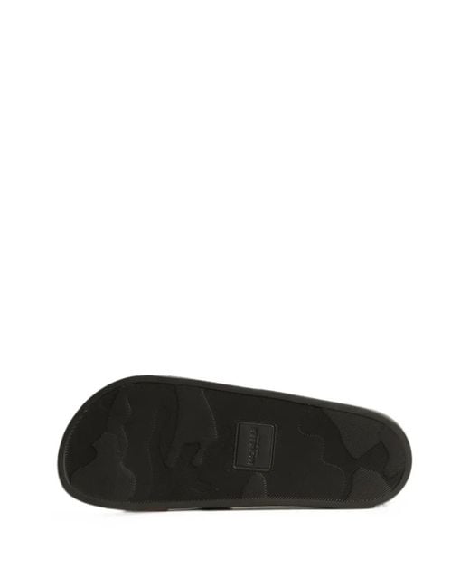 Moncler White Basile Striped Slides for men
