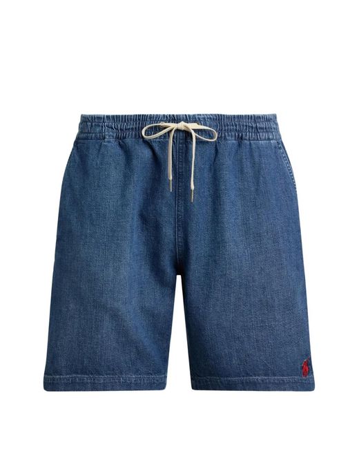 Polo Ralph Lauren Blue Prepster Polo 8.15" Cotton Denim Shorts With Pony Embroidery for men