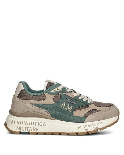 Aeronautica Militare Green Round-Toe Sneakers for men