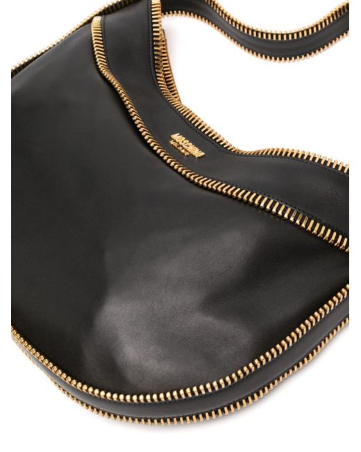 Moschino Black Zip-detail Leather Shoulder Bag
