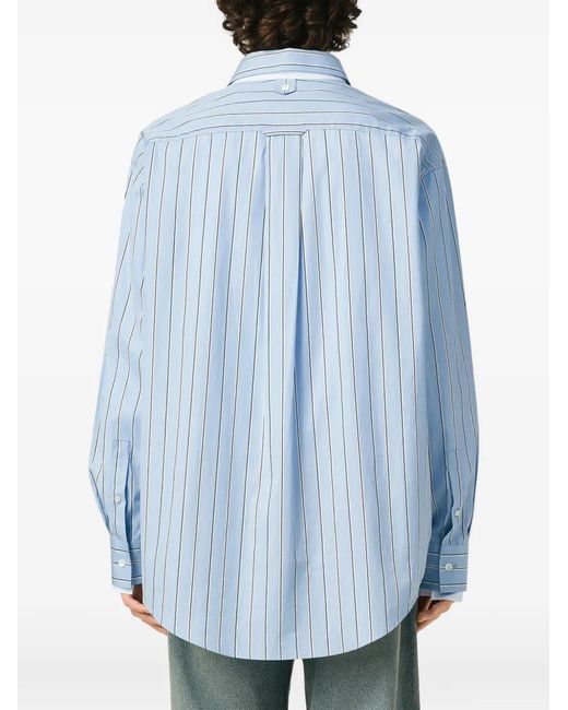 AMI Blue Large Striped Cotton Shirt With Removable Collar