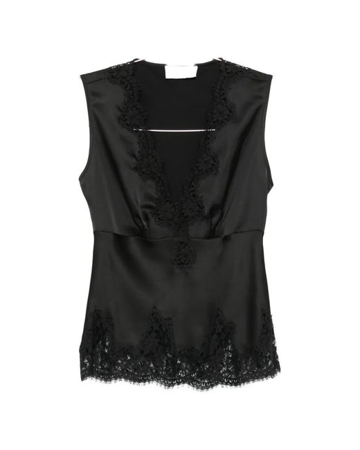 ERMANNO FIRENZE Black Lace-Trim Sleeveless Top