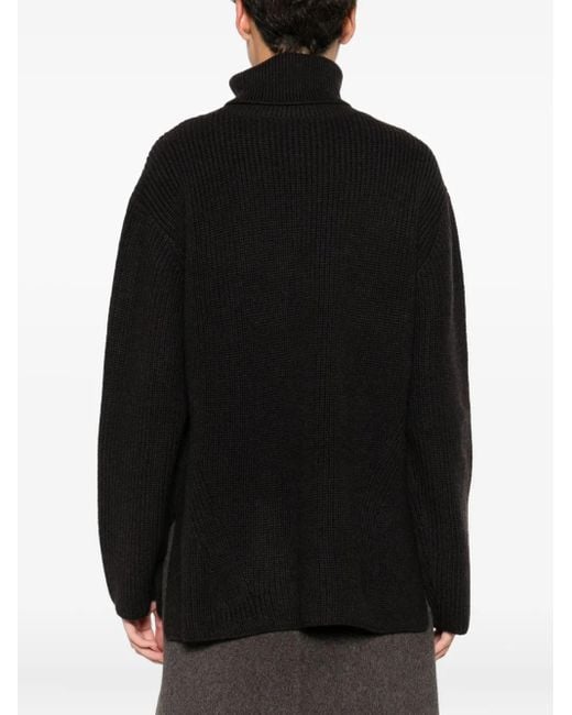 P.A.R.O.S.H. Black Roll-Neck Sequin-Embellished Sweater