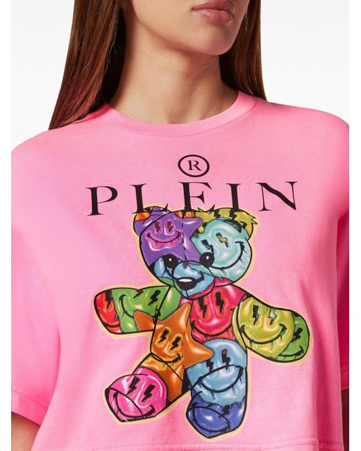 T-shirt con stampa Teddy Bear di Philipp Plein in Pink