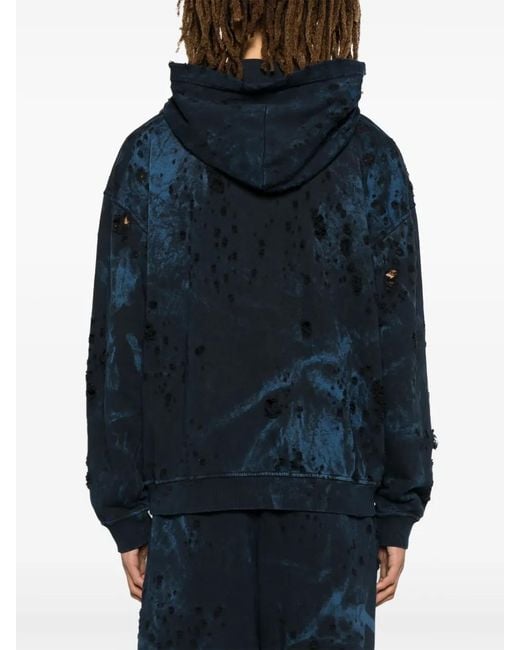 DIESEL Blue S-Boxt Distressed Hoodie for men