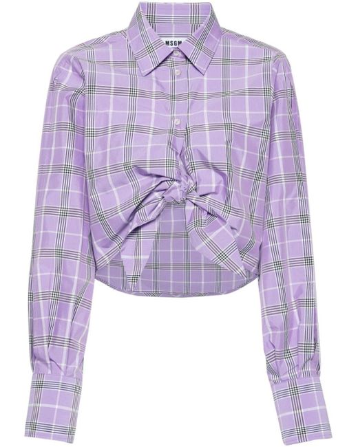 MSGM Purple Asymmetric-hem Shirt